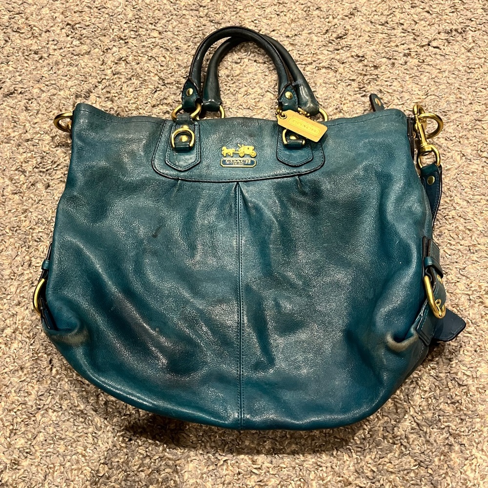 Teal Leather Coach Purse